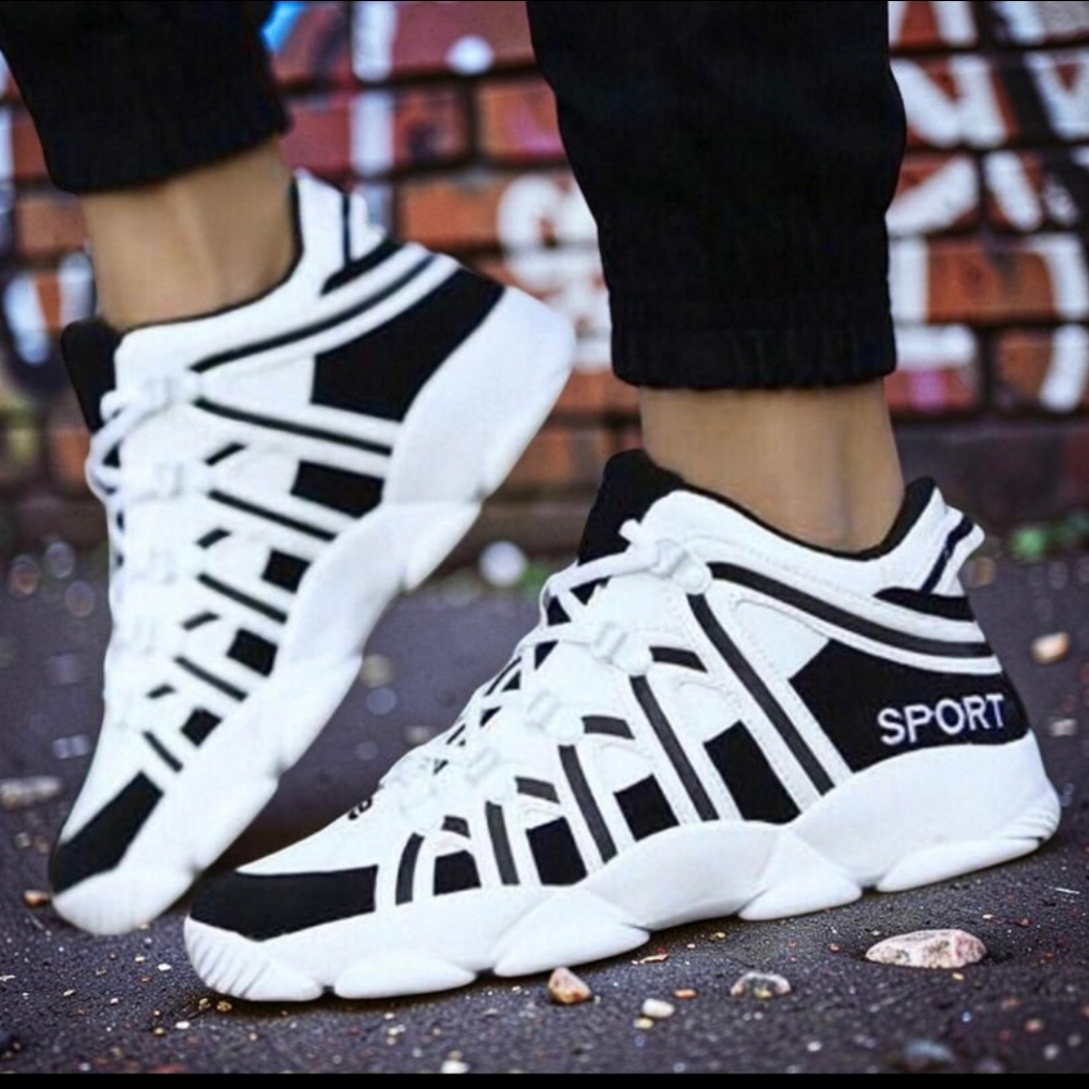 Black and White Size-9 Athletic Sneakers